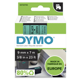 DYMO ® Authentic D1 Labels | Black Print on Green Tape | 9 mm x 7 m | Self-Adhesive Labels for LabelManager Label Makers | Made