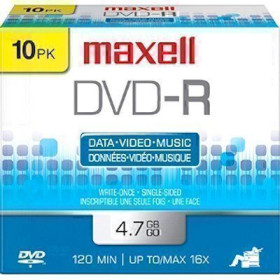 Maxell - Pack of 10 DVD-R - 4.7 GB (120 minutes) 16x - Slim case