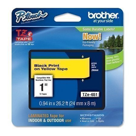 Brother TZES651 Adhesive Cassette Tape 24 mm Black/Yellow