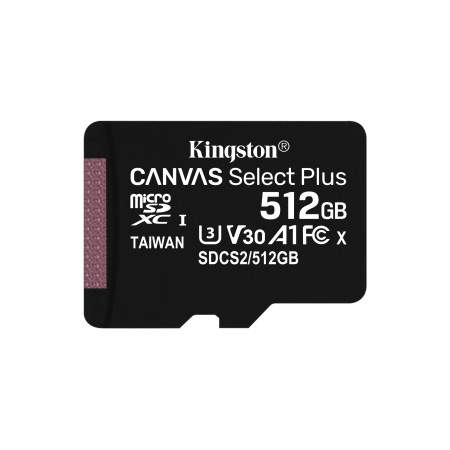 Kingston Technology Carte micSDXC Canvas Select Plus 100R A1 C10 de 512 Go sans ADP