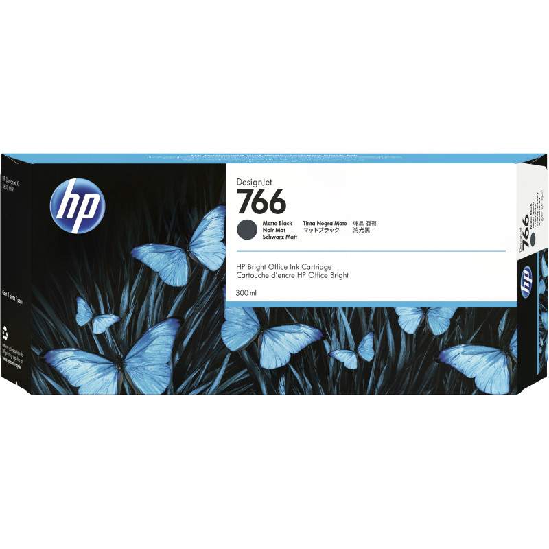 HP Cartouche d'encre DesignJet 766 noir mat de 300 ml