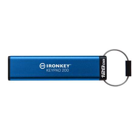 Kingston Technology IronKey Keypad 200 USB flash drive 128 GB USB Type-A 3.2 Gen 1 (3.1 Gen 1) Blue