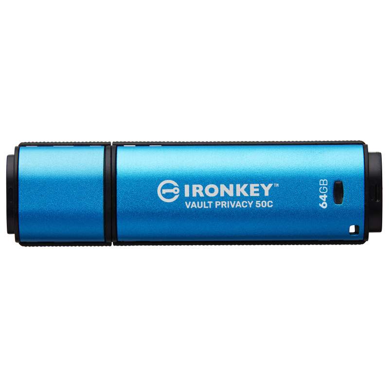 Kingston Technology IronKey Vault Privacy 50 USB flash drive 64 GB USB Type-C 3.2 Gen 1 (3.1 Gen 1) Black, Blue