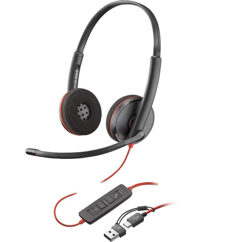 POLY Micro-casque Blackwire 3220 stéréo USB-C + adaptateur USB-C/A