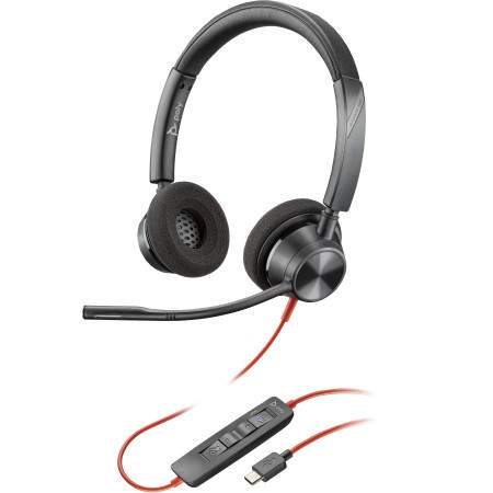 POLY Micro-casque Blackwire 3320 stéréo USB-C certifié Microsoft Teams + adaptateur USB-C/A