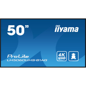 iiyama LH5060UHS-B1AG signage display Digital A-board 49.5" LED Wi-Fi 500 cd/m² 4K Ultra HD Black Built-in processor Android 11