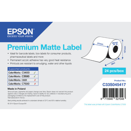 Epson Premium, 51mm x 35m, 163 g/m²