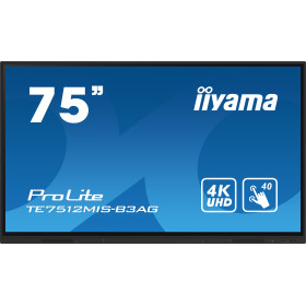 iiyama TE7512MIS-B3AG signage display Kiosk design 75" LCD Wi-Fi 400 cd/m² 4K Ultra HD Black Touchscreen Built-in processor