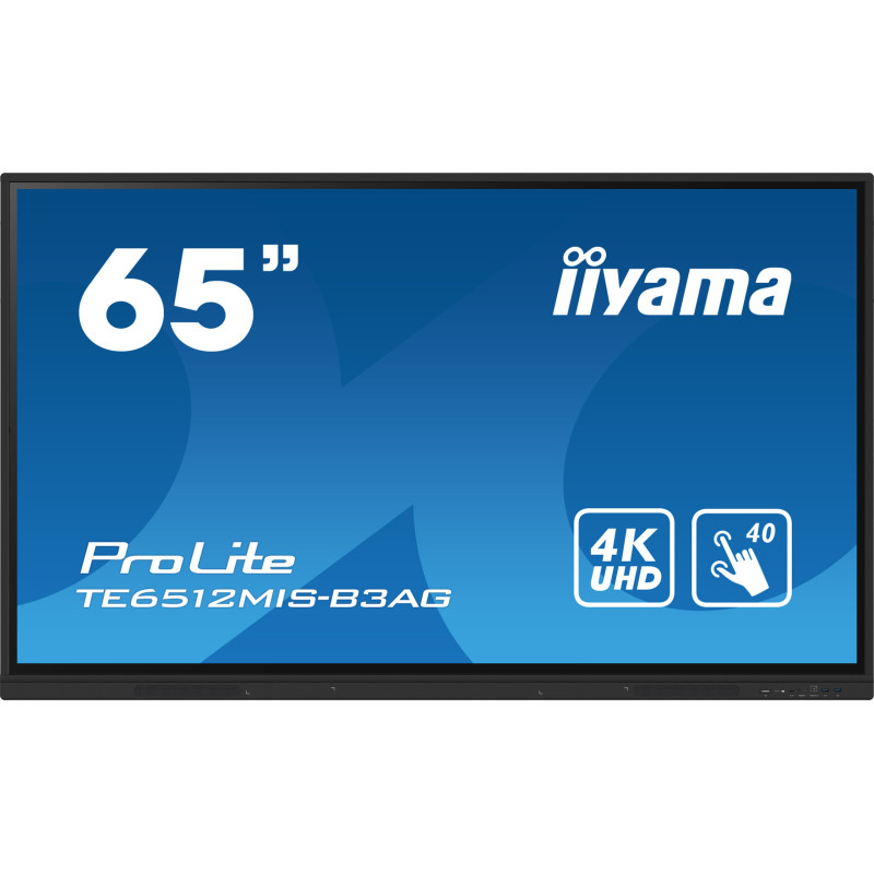 iiyama TE6512MIS-B3AG affichage de messages En forme de kiosk 165,1 cm (65") LCD Wifi 400 cd/m² 4K Ultra HD Noir Écran tactile