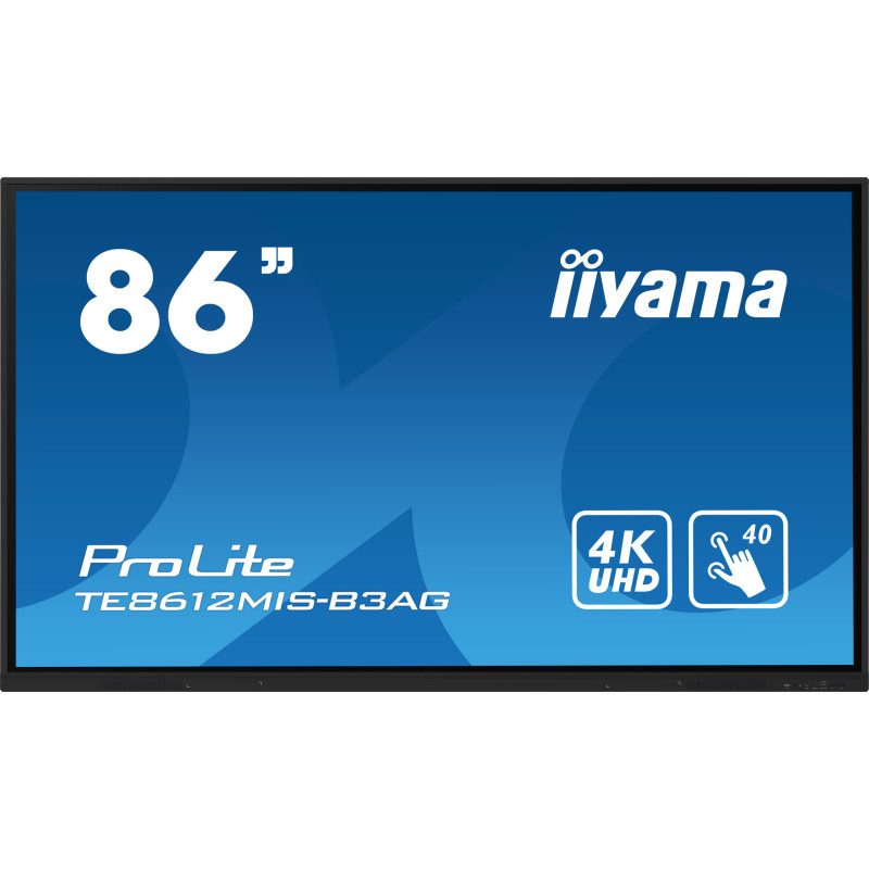iiyama TE8612MIS-B3AG affichage de messages En forme de kiosk 2,18 m (86") LCD Wifi 400 cd/m² 4K Ultra HD Noir Écran tactile
