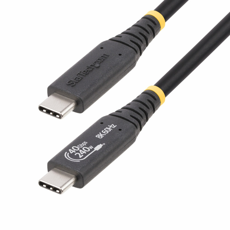 StarTech.com Câble USB4 de 1m, Câble USB-C Certifié USB-IF, 40Gbps, Power Delivery 240W PD 3.1 EPR, 8K 60Hz, Cordon de