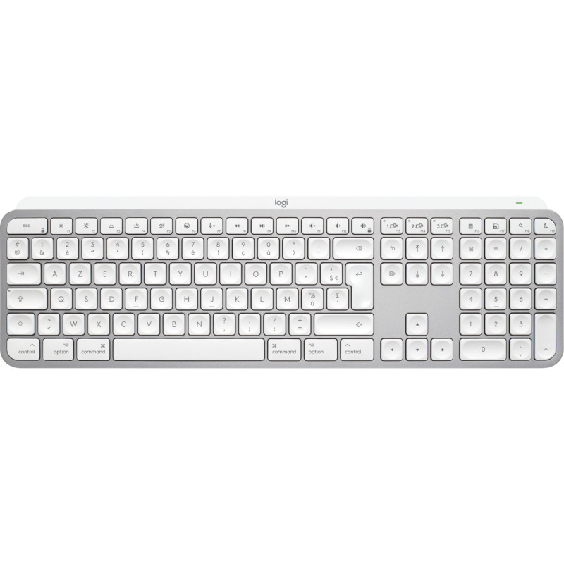 Logitech MX Keys S for Mac clavier Bureau RF sans fil + Bluetooth AZERTY Français Aluminium, Blanc