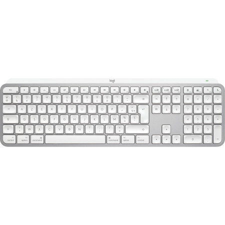 Logitech MX Keys S for Mac clavier Bureau RF sans fil + Bluetooth AZERTY Français Aluminium, Blanc