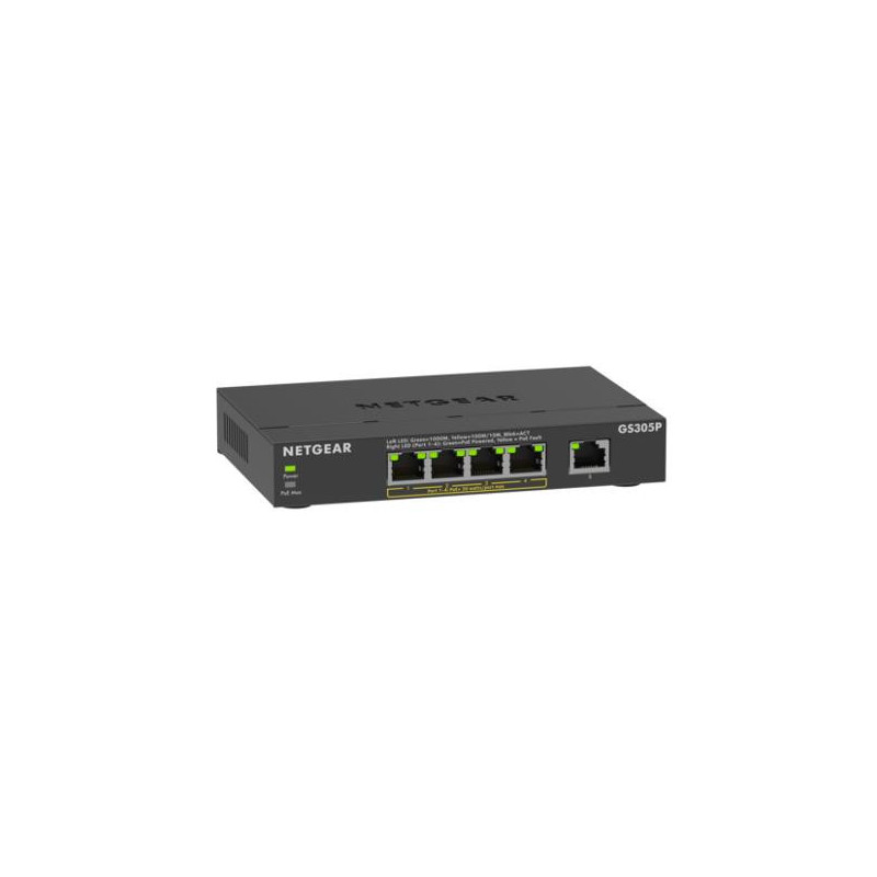 NETGEAR GS305Pv3 Non-géré Gigabit Ethernet (10/100/1000) Connexion Ethernet, supportant l'alimentation via ce port (PoE) Noir