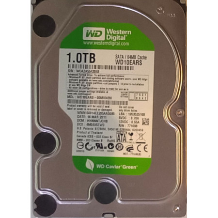 Western Digital WD10EARS-00MVWB0 - 1 To - 3.5" SATA - 64MB Cache