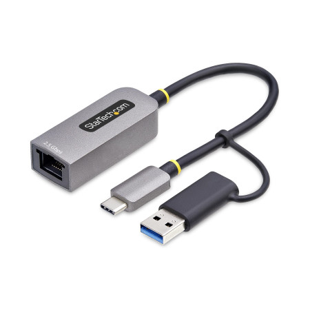 StarTech.com Adaptateur 2.5GbE USB-C vers Ethernet avec Convertisseur USB-A, NBASE-T NIC, USB 3.0 Type-C 2.5/1G Réseau Multi