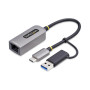 StarTech.com Adaptateur 2.5GbE USB-C vers Ethernet avec Convertisseur USB-A, NBASE-T NIC, USB 3.0 Type-C 2.5/1G Réseau Multi