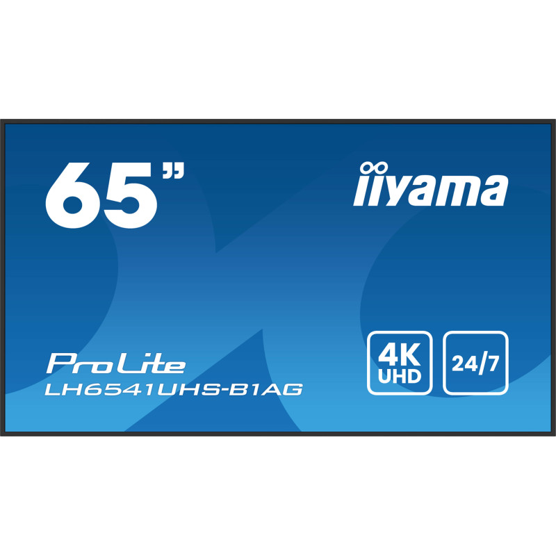 iiyama LH6541UHS-B1AG signage display 64.5" LCD 500 cd/m² 4K Ultra HD Black 24/7