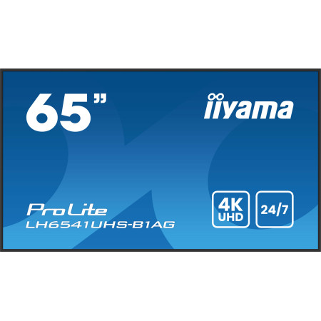 iiyama LH6541UHS-B1AG signage display 64.5" LCD 500 cd/m² 4K Ultra HD Black 24/7