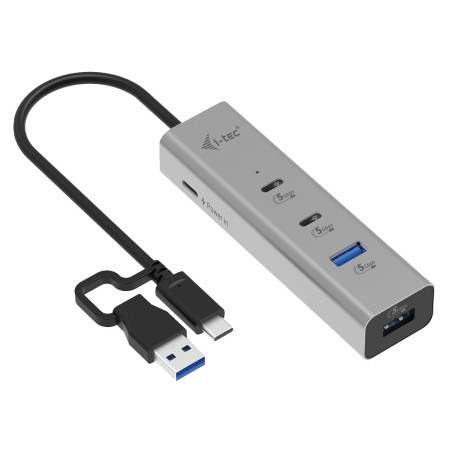 i-tec Metal CAHUBMETAL2A2CPD interface hub USB 3.2 Gen 1 (3.1 Gen 1) Type-A + Type-C 5000 Mbit/s Silver