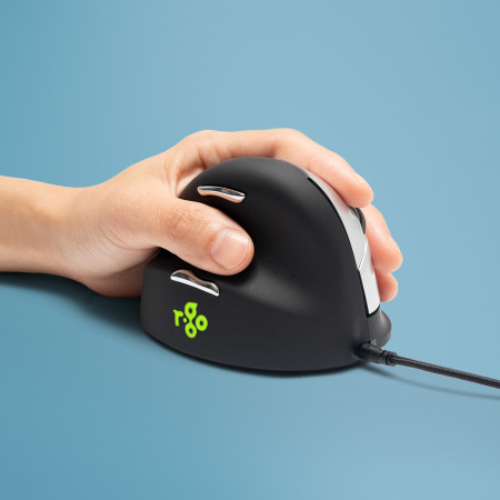 R-Go Tools Souris Ergonomique R-Go HE Break avec logiciel de pause, gaucher, moyen (longueur de la main 165-185 mm), filaire,