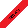 Brother TZE-431 label-making tape Black on red
