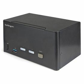 StarTech.com Commutateur KVM DisplayPort 2 Ports pour 3 Moniteurs - 4K 60Hz UHD HDR - KVM de Bureau DP 1.2 avec Hub USB 3.0 2