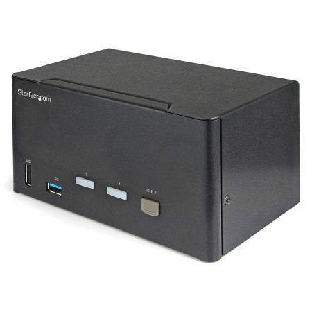 StarTech.com Commutateur KVM DisplayPort 2 Ports pour 3 Moniteurs - 4K 60Hz UHD HDR - KVM de Bureau DP 1.2 avec Hub USB 3.0 2