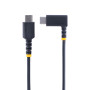 StarTech.com Câble de Charge USB C de 30cm - Cordon USB-C, 60W PD 3A - Câble USB C Coudé Noir - Fibre Aramide Robuste - Câble