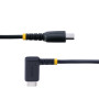 StarTech.com Câble de Charge USB C de 30cm - Cordon USB-C, 60W PD 3A - Câble USB C Coudé Noir - Fibre Aramide Robuste - Câble