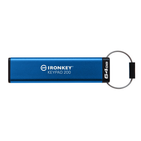 Kingston Technology IronKey Keypad 200 USB flash drive 64 GB USB Type-A 3.2 Gen 1 (3.1 Gen 1) Blue