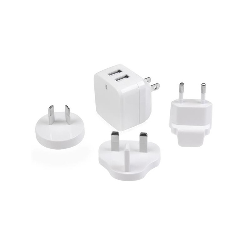 StarTech.com Chargeur mural USB à 2 ports - Haute puissance 17W / 3,4A - Chargeur de voyage international - Blanc