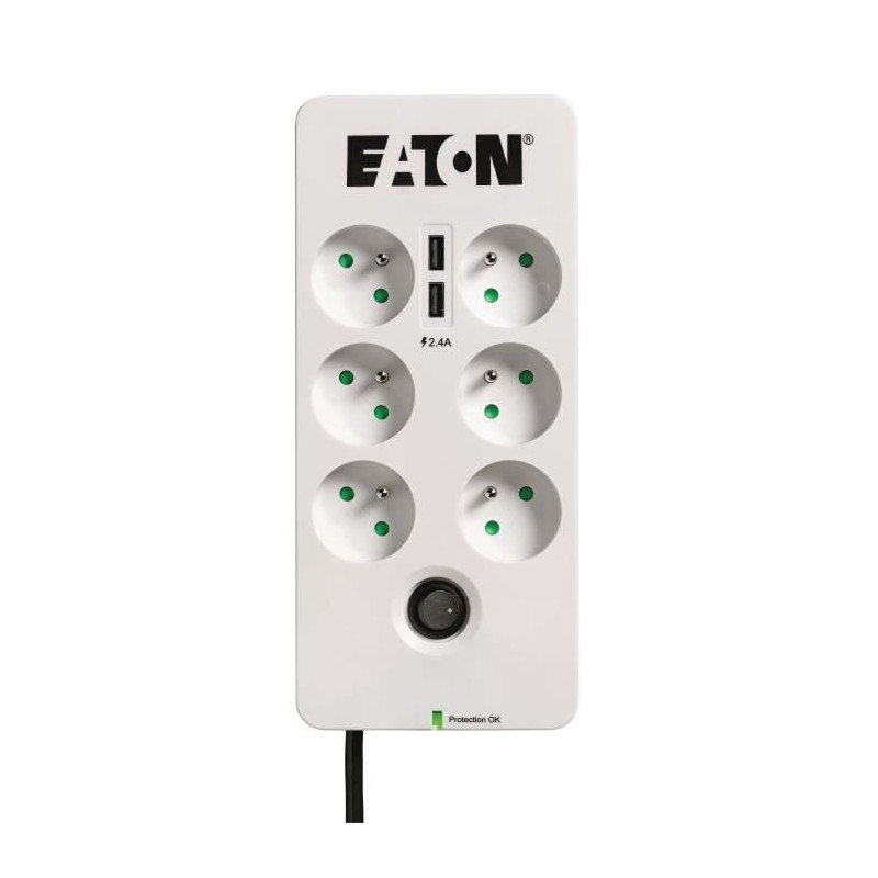 Eaton PB6TUF protection surtension Noir, Blanc 6 sortie(s) CA 220 - 250 V 1,5 m