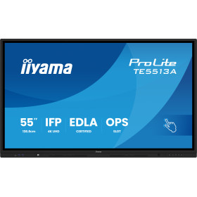iiyama TE7513A-B1AG signage display Interactive flat panel 75" Wi-Fi 450 cd/m² 4K Ultra HD Black Touchscreen Built-in processor