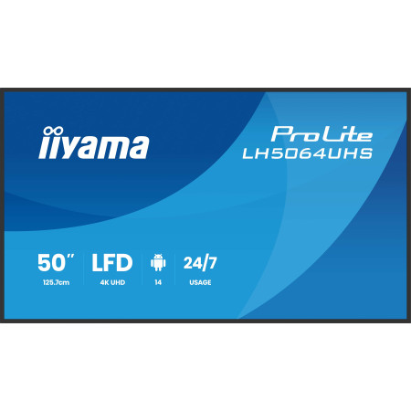 iiyama LH6564UHS-B1AG signage display Digital signage flat panel 65" Wi-Fi 500 cd/m² 4K Ultra HD Black Android 24/7
