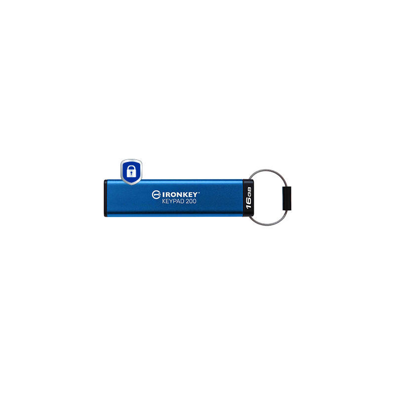Kingston Technology IronKey Keypad 200 USB flash drive 16 GB USB Type-A 3.2 Gen 1 (3.1 Gen 1) Blue