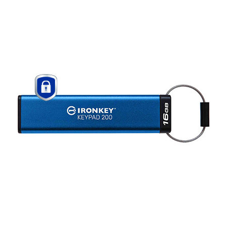 Kingston Technology IronKey Keypad 200 de 16 Go, FIPS 140-3 niveau 3 (en attente), chiffrement AES-256