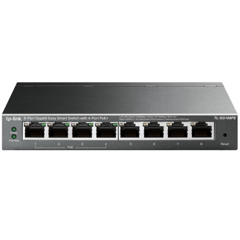 TP-Link TL-SG108PE commutateur réseau Géré L2 Gigabit Ethernet (10/100/1000) Connexion Ethernet, supportant l'alimentation via