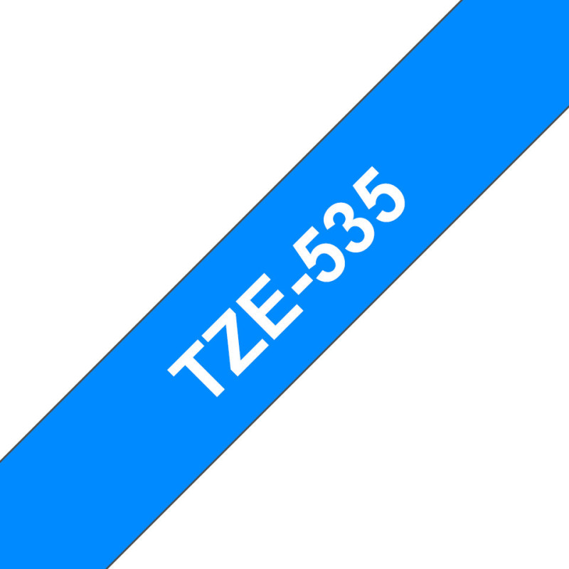 Brother TZE-535 label-making tape White on blue