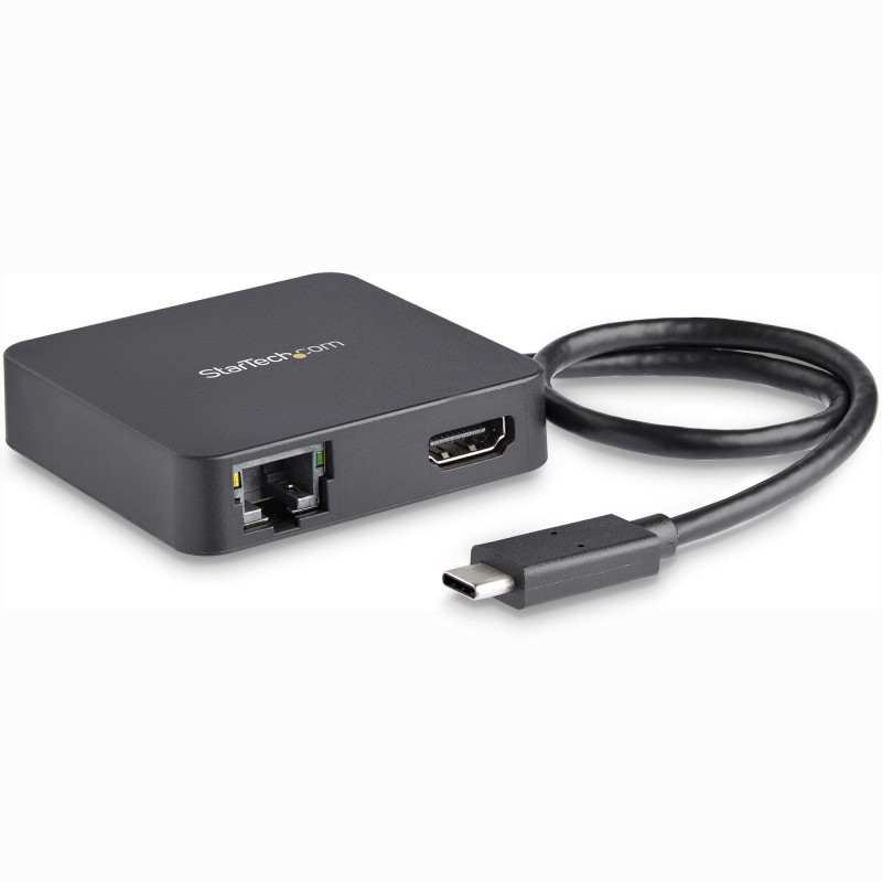 StarTech.com Adaptateur Multiport USB C - Mini Station d'Accueil USB-C Vidéo HDMI 4K - Gigabit Ethernet, Hub USB 3.0 (1x USB-A