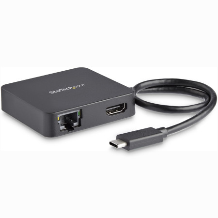 StarTech.com Adaptateur Multiport USB C - Mini Station d'Accueil USB-C Vidéo HDMI 4K - Gigabit Ethernet, Hub USB 3.0 (1x USB-A