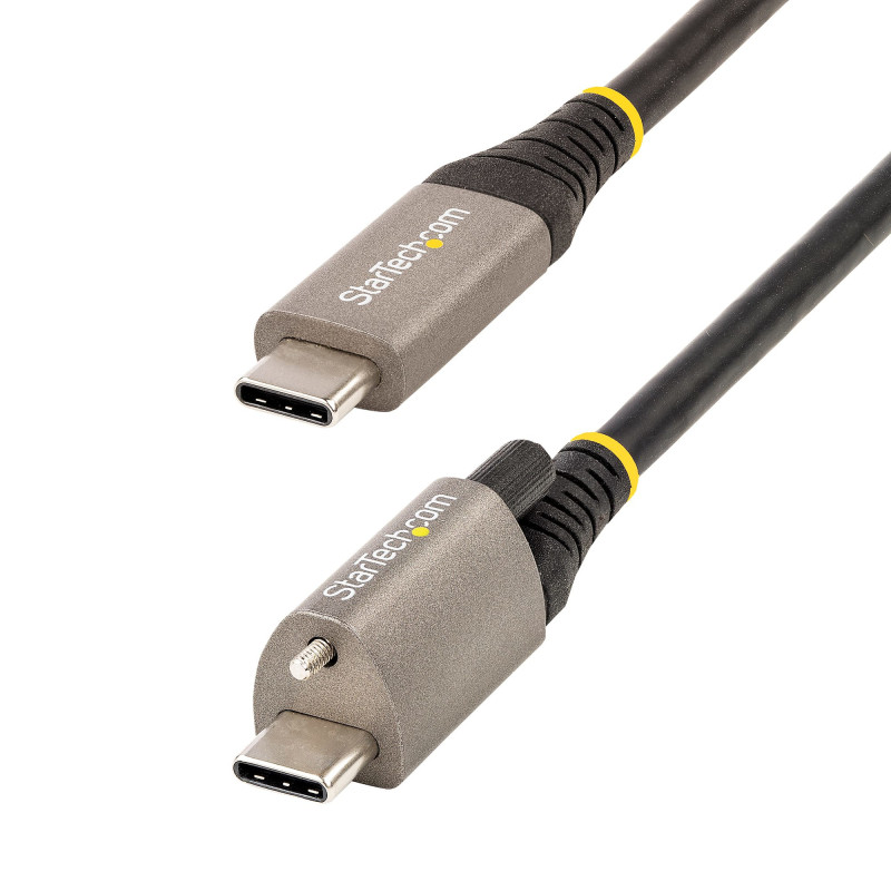 StarTech.com Câble USB C 10Gbps 50cm à Verouillage par Vis Supérieure - Câble USB 3.2 Gen 2 Type-C - 100W/5A Power Delivery, DP