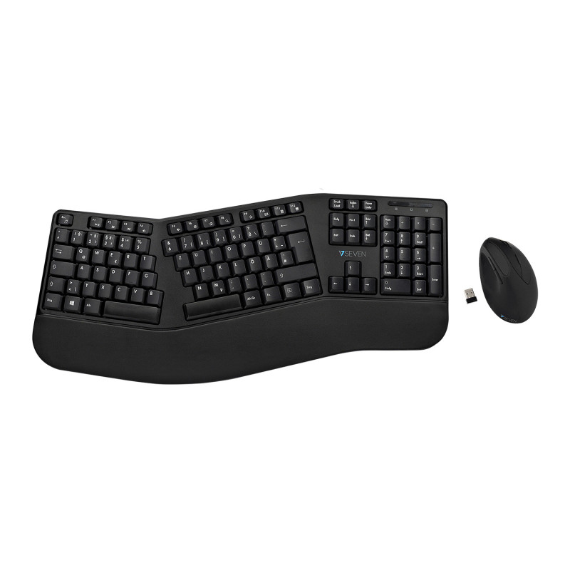 V7 Ensemble clavier et souris ergonomique Bluetooth CKW500BTDE - Configuration DE