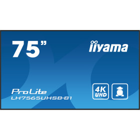 iiyama LH7565UHSB-B1 signage display Kiosk design 74.5" LED Wi-Fi 800 cd/m² 4K Ultra HD Black Built-in processor Android 11 24/7