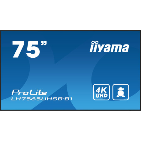 iiyama LH7565UHSB-B1 signage display Kiosk design 74.5" LED Wi-Fi 800 cd/m² 4K Ultra HD Black Built-in processor Android 11 24/7