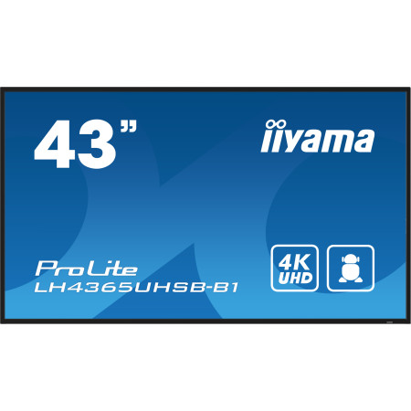 iiyama LH4365UHSB-B1 signage display Kiosk design 42.5" LED Wi-Fi 800 cd/m² 4K Ultra HD Black Built-in processor Android 11 24/7