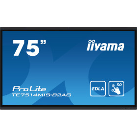 iiyama PROLITE TE7514MIS-B2AG Écran plat de signalisation numérique 190,5 cm (75") LCD Wifi 435 cd/m² 4K Ultra HD Noir Écran