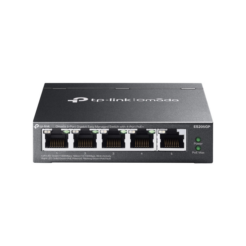 TP-Link Omada ES205G Géré Gigabit Ethernet (10/100/1000) Connexion Ethernet, supportant l'alimentation via ce port (PoE) Noir
