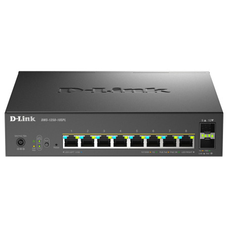 D-Link DMS-1250-10SPL Géré 2.5G Ethernet (100/1000/2500) Connexion Ethernet, supportant l'alimentation via ce port (PoE) Noir