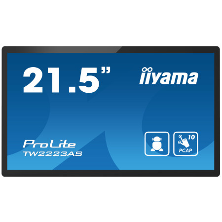 iiyama TW2223AS-B2 Écran d'affichage dynamique Écran plat interactif 54,6 cm (21.5") Wifi 400 cd/m² Full HD Noir Écran tactile